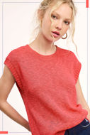 Picture of Loose Fit Slv Rib Knit Top