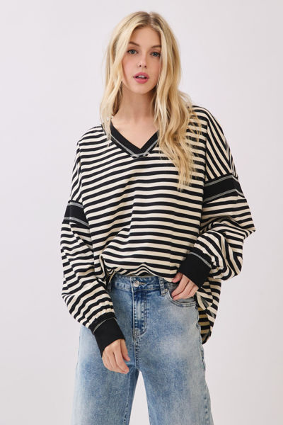Picture of Striped  V-Neck Knit