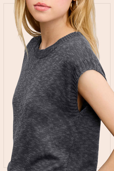 Picture of Loose Fit Slv Rib Knit Top